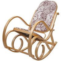 Mendler Schommelstoel M41, schommelstoel, tv-stoel, massief hout, eikenlook, bruin jacquard-stof/textiel