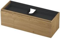 INK - Onderkast 1L met Binnenlade Greeploos Houten Keerlijst Fineer - 1200x450x400 Mm - Natur Fineer