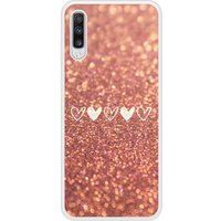 Samsung Galaxy A70 Paillettes coeur Verstevigd hoesje met sublimatie bedrukking