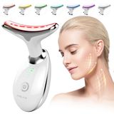 ANLAN Verstevigende gezichtsmassageapparaat, elektrisch gezichts- en halsmassageapparaat voor microstroom-lifting en rimpelvermindering, EMS GUA SHA-apparaten met 7 kleuren lichttherapie