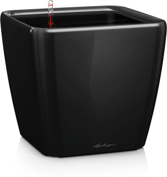 LECHUZA QUADRO PREMIUM 35 LS - plantenbak - zwart hoogglans