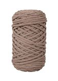 Rayher Braidy 42010509 gerecycled garen, gevlochten, 4 mm ø, taupe, bol ca. 60 m (250 g), knoopgaren, macramégaren