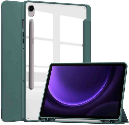 imoshion Tablet Hoes - Geschikt voor Samsung Galaxy Tab S9 11.0 inch FE / Galaxy Tab S10 Lite / Galaxy Tab S10 FE / Galaxy Tab S9 11.0 inch - Trifold Hardcase Bookcase - Groen