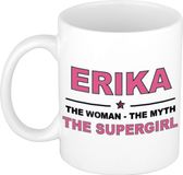 Bellatio Decorations naam cadeau mok - Erika - Woman Myth Supergirl - koffiemok - 300 ml - collega - moederdag
