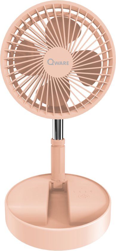 Qware Portable Mini Desk Fan - Pink - 4.8W - 3 Speeds - Adjustable Height