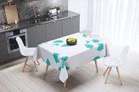 Bonamaison Tafelkleed, Anti-Mold, Sneldrogend, Waterdicht, 100% Polyester Tafellaken, Turkoois, wit, 140 x 140 Cm