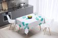 Bonamaison Tafelkleed, Anti-Mold, Sneldrogend, Waterdicht, 100% Polyester Tafellaken, Turkoois, wit, 140 x 140 Cm