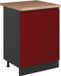Vicco Keukenonderkast R-Line, Rood/Antraciet, 60 cm met 1 deur goudkleurig eiken werkblad