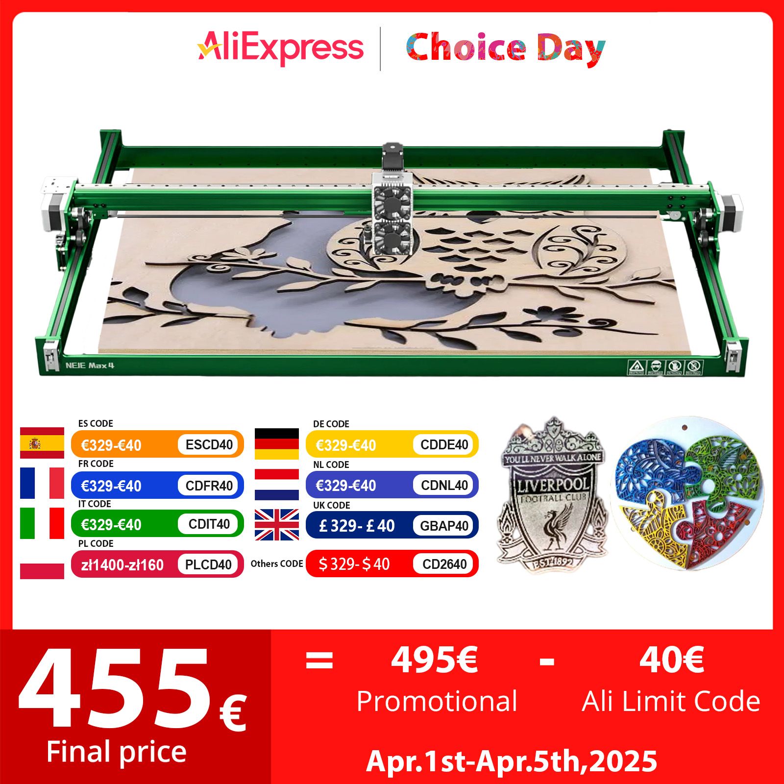 Neje Max 4 CNC Laser Engraver with E80 24W Laser Module, Motor Driver, Z-Axis, and 3D Wood Router