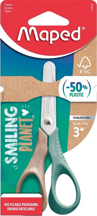 Maped Office Schaar Smiling Planet 12cm Groen/Bruin