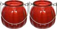 Decoris bougies à la citronnelle - 2x - en verre coloré - 15 heures de combustion - 8 cm