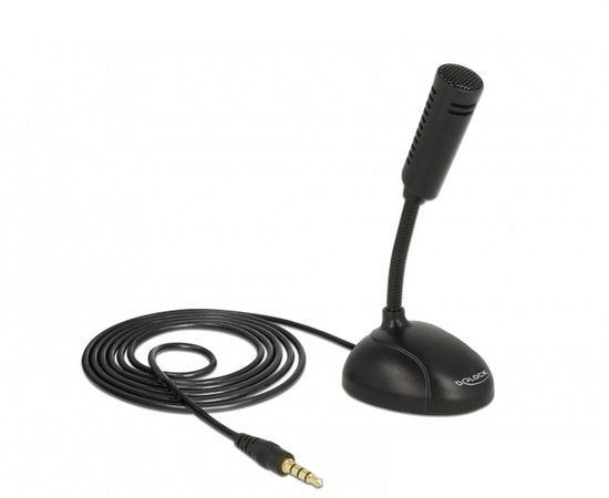 Delock Desk Microphone for Smart Media Devices - 1x 3.5mm Jack / Black - 1.7 Meter