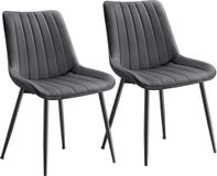 Merkloos SONGMICS Eetkamerstoelen Set van 2 Keukenstoelen Gestoffeerde stoel Maximale belasting 120 kg Stalen poten Gebogen rugleuning voor eetkamer Keuken Grijs Inkt Zwart
