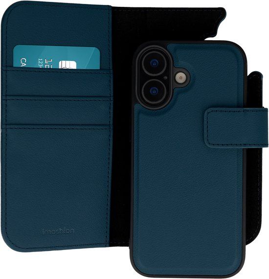 imoshion Hoesje - Geschikt voor Apple iPhone 16 - Uitneembare 2-in-1 Luxe Bookcase - Blauw