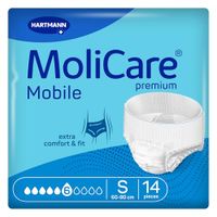 MoliCare Premium Mobile 6 druppels maat S, incontinentiebroek voor dames en heren, met matige incontinentie, extra lekbescherming, geavanceerde huidbescherming, verbeterde pasvorm, 14-delig