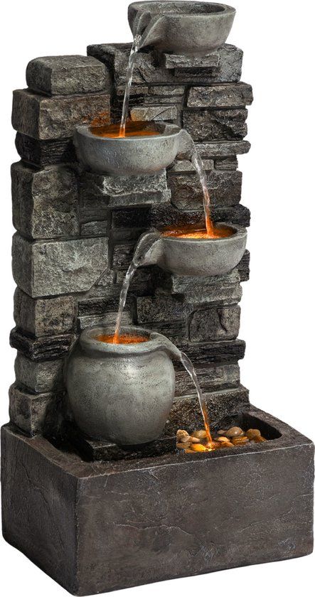 Teamson Home Tuin Waterornament - 4-Laags Steenontwerp - Grijs
