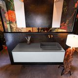 Mondiaz ERIN 120cm badmeubelset onderkast Clay met 1 lade Wastafel RIDGE rechts Dark grey ERIN11639