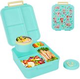 Unyqoos® Kindvriendelijke, lekvrije lunchbox met 5 vakken, BPA-vrij, groen, kunststof, 1.70 L