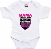 Bellatio Decorations Mama allergrootste held baby rompertje wit jongens en meisjes - Kraamcadeau/ Moederdag cadeau - Babykleding 80