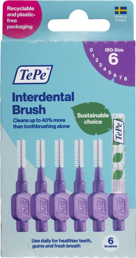 TePe Interdentale Ragers Original Paars ISO maat 6 - 1,1 mm (6 stuks)