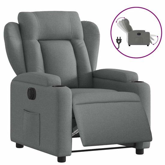 vidaXL Fauteuil elektrisch verstelbaar stof donkergrijs
