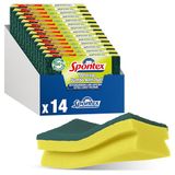 Spontex Jumbo Antivet pannenreiniger, voor grote oppervlakken, met vetafstotende gerecyclede vezels en pluisbescherming, 14 stuks