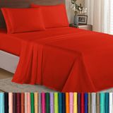 Elegant Comfort Gezelligste beddengoedset, gemakkelijk rondom elastisch hoeslaken, diepe zak tot 16 inch, microvezel, rood, kingsize