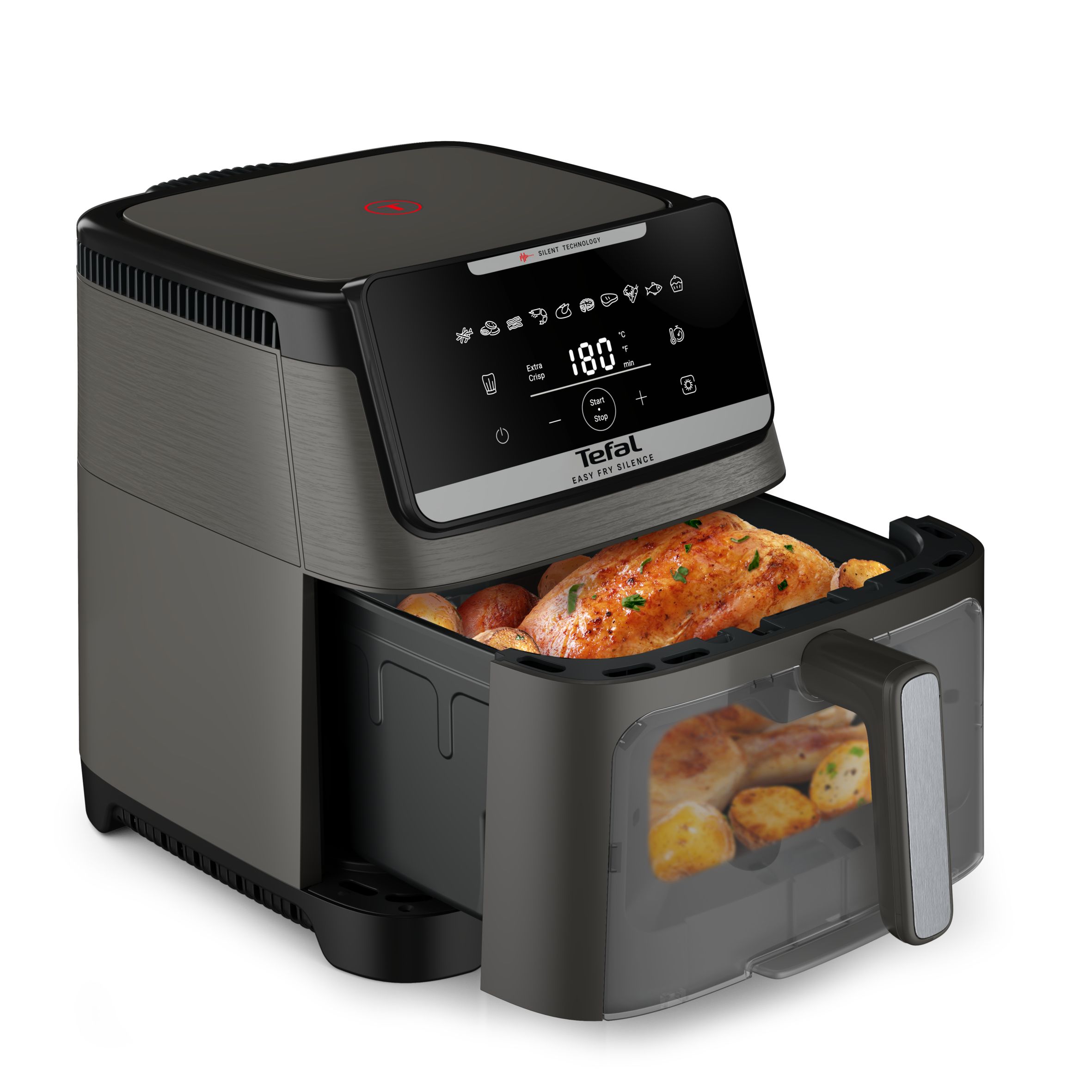 Tefal Easy Fry Silence XXL EY846H - 7L Airfryer - 10 Programs - Dark Grey