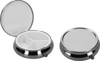 kwmobile 2x pillendoos 3 vakjes - 5,2 x 1,7 cm - Pillendoosje klein van roestvrij staal - In zwart