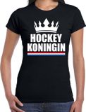 Bellatio Decorations Shoppartners Bv Zwart hockey koningin shirt met kroon dames - Sport / hobby kleding M