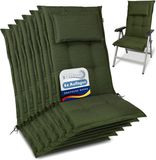 Beautissu HighLux HL – Set van 6 Tuinkussens Hoge Rug Kussen 120x50x7cm – Outdoor Zitkussen voor Tuinstoel Donkergroen