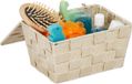 Merkloos Relaxdays opbergmand met deksel - kunststof - badkamer - 1,8 l - 10,5x19,5x14,5 cm - beige