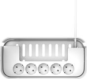 RealPower Powerbox 522 - Stekkerdoos in opbergbox - 2 x USB, 2 x USB-C, 5-Poorts stekkerdoos - wit