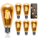 Aigostar Ampoules à incandescence Vintage Edison 5Pack, E27 8W (80W Equivalent) Ampoules à incandescence, 2200K Ampoules à incandescence rétro blanc chaud