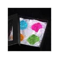 Lachineuse Set van 4 Leerboeddha in kleuren - Boeddhabeeldjes 4 cm - Groen, goudgeel, turquoise & roze