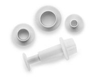 Ibili Set uitsteekvormpjes rond met uitwerper 3-delig, kunststof, wit, 14 x 8 x 3 cm, 3 stuks