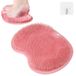 Tapis de massage des pieds - Épurateur de pieds de douche - Ventouses antidérapantes - 28 x 24 cm - Rose - Pour douche et baignoire