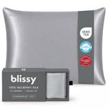 Blissy Zijden kussensloop - 100% pure moerbeizijde - 22 momme 6A hoogwaardige vezels - satijnen kussensloop voor haar en huid - normaal, koningin en koning met verborgen rits