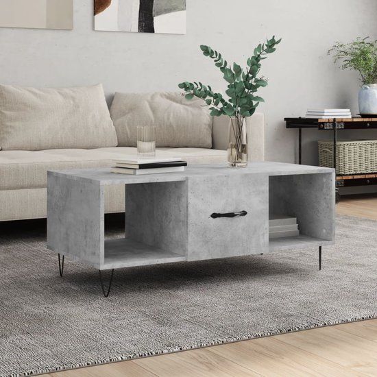 vidaXL Salontafel 102x50x40 cm bewerkt hout betongrijs
