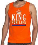Bellatio Decorations Oranje King for life tanktop / mouwloos shirt - Singlet voor heren - Koningsdag kleding M