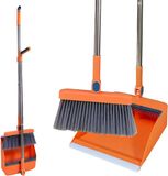 Set de ramasse-poussière avec peigne et balai coupe-vent - Manche long vertical pour le nettoyage domestique (Orange)
