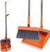 Set de ramasse-poussière avec peigne et balai coupe-vent - Manche long vertical pour le nettoyage domestique (Orange)