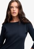 Superdry Athletic Essentials Pointelle Top Femme Manches Longues T-shirt Coton Bleu Taille 10