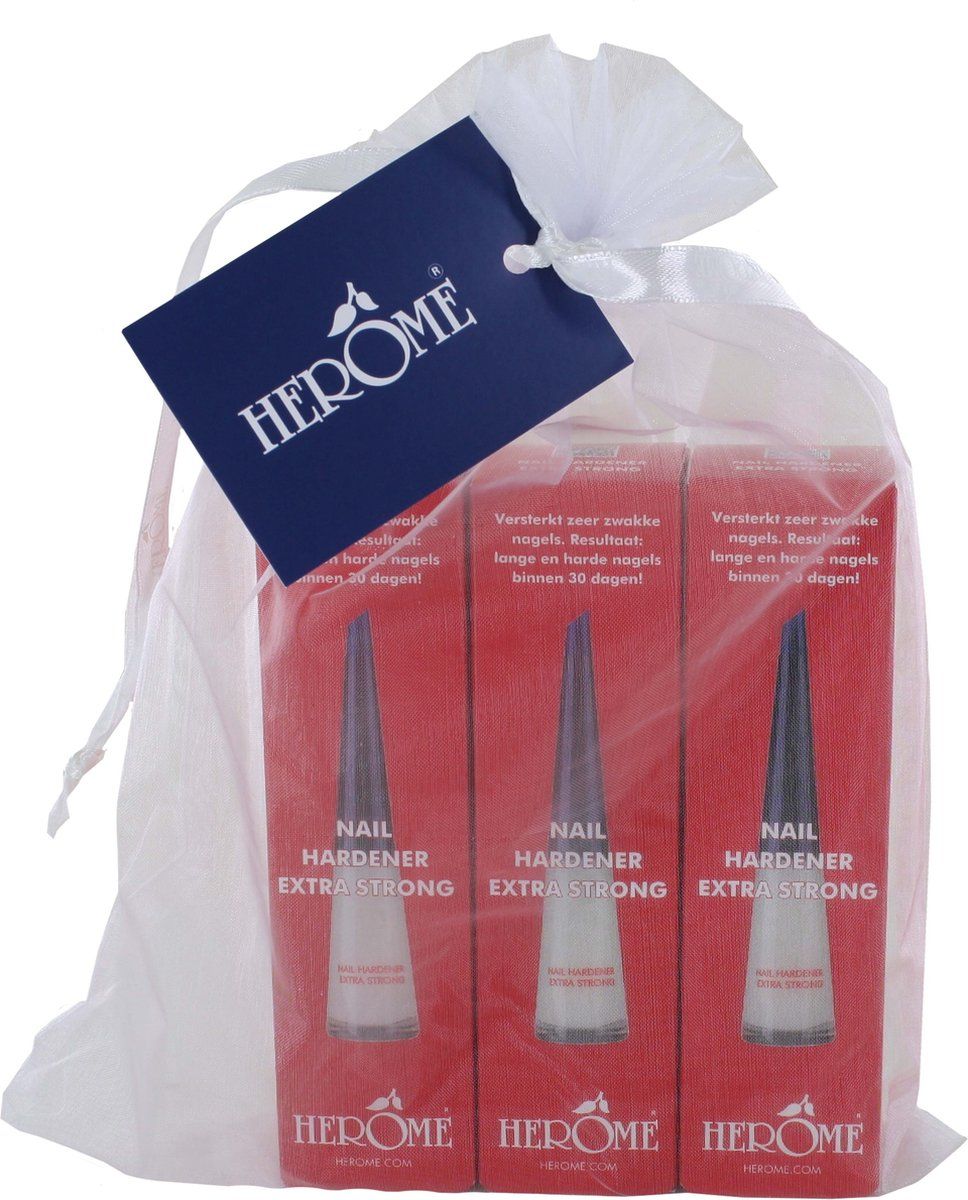Herome 3-pack Nagelverharder Extra Sterk en Base Coat - 3*10ml