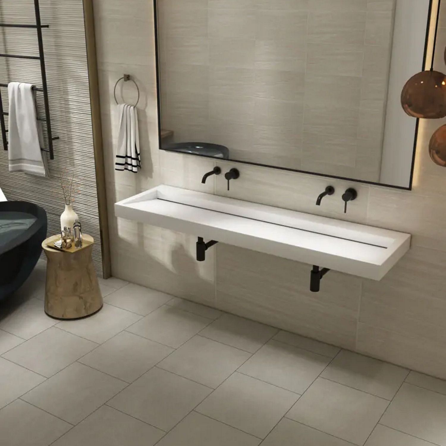 Boss & Wessing Hoya Wastafel 160x45.5 cm Mat Wit Zonder Kraangat