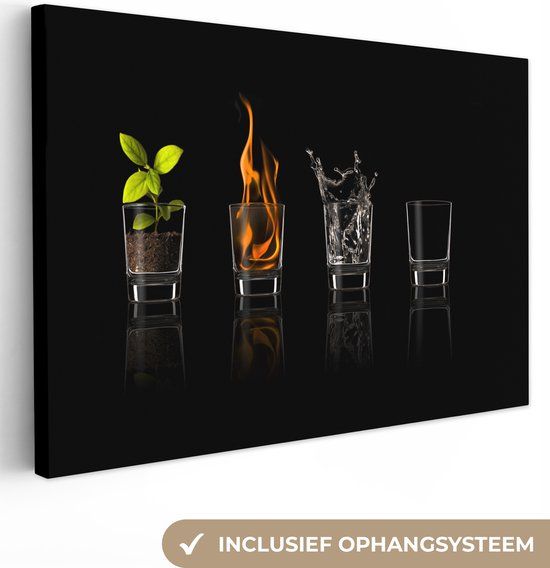 OneMillionCanvasses Canvas schilderij - Elementen - Water - Vuur - Aarde - Lucht - 140x90 cm