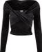 Urban Classics Velvet Rib Crossed Off shoulder top Zwart L