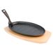 Oval Country-Style Platter + Houten Basis 27X18X2 Cm Zwart IJzer - 1 Eenheden