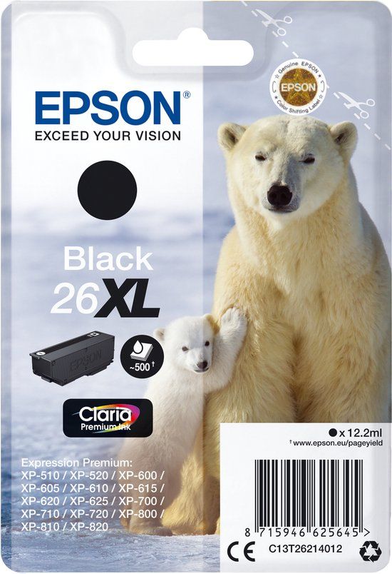 Epson 26XL Black Ink Cartridge - High Yield