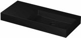 Wastafel INK United Wastafel Porselein Rechts Zonder Kraangat incl. Porseleinen Click Plug en Verborgen Overloop Systeem - 1000x450x110 mm - Mat Zwart
